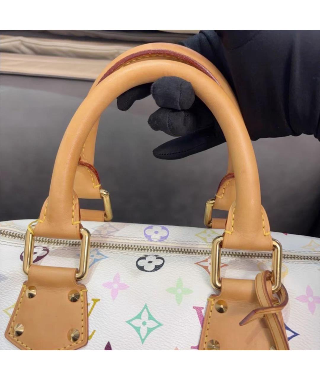 LOUIS VUITTON Белая кожаная сумка тоут, фото 4