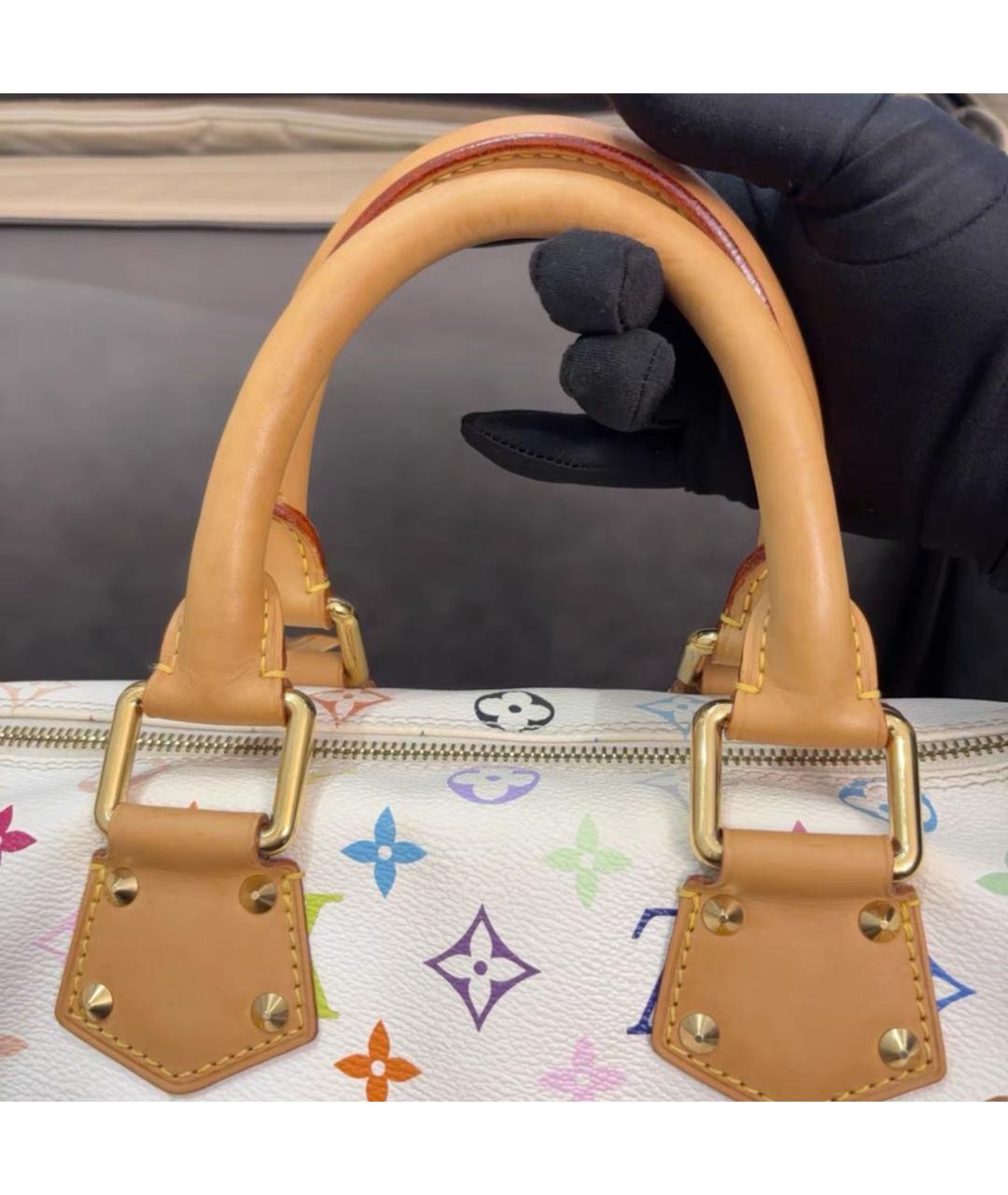 LOUIS VUITTON Белая кожаная сумка тоут, фото 3