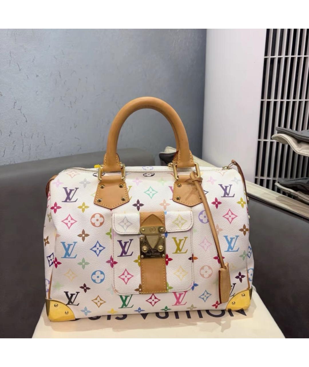 LOUIS VUITTON Белая кожаная сумка тоут, фото 9