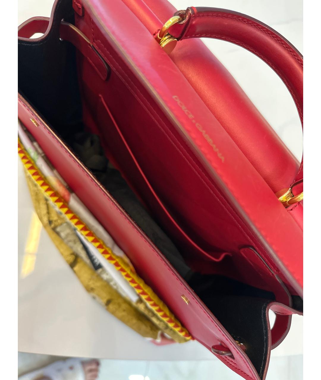 DOLCE&GABBANA Красная кожаная сумка с короткими ручками, фото 5