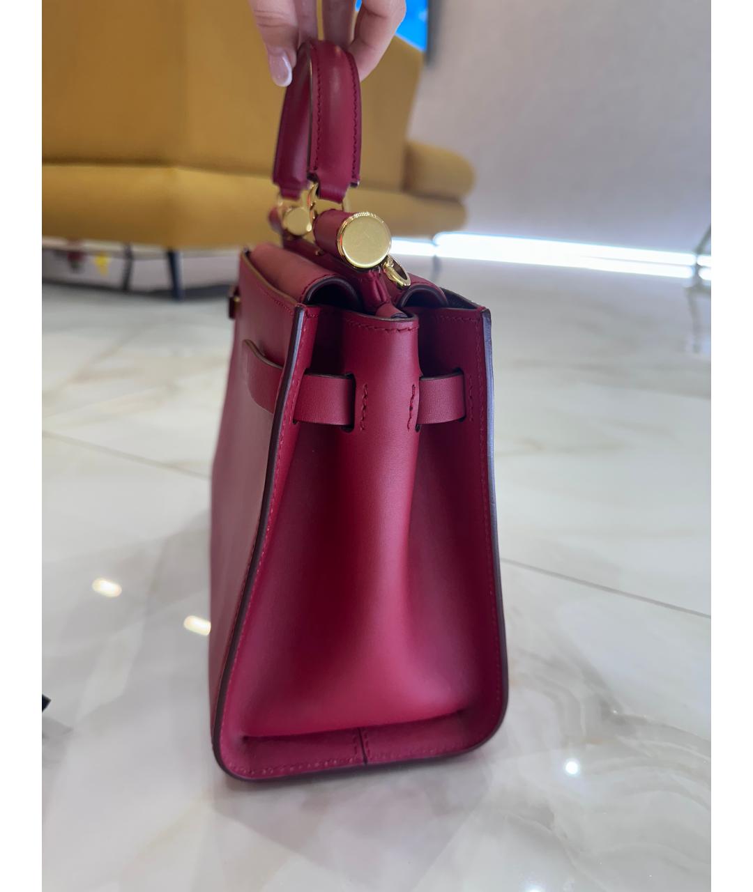 DOLCE&GABBANA Красная кожаная сумка с короткими ручками, фото 2