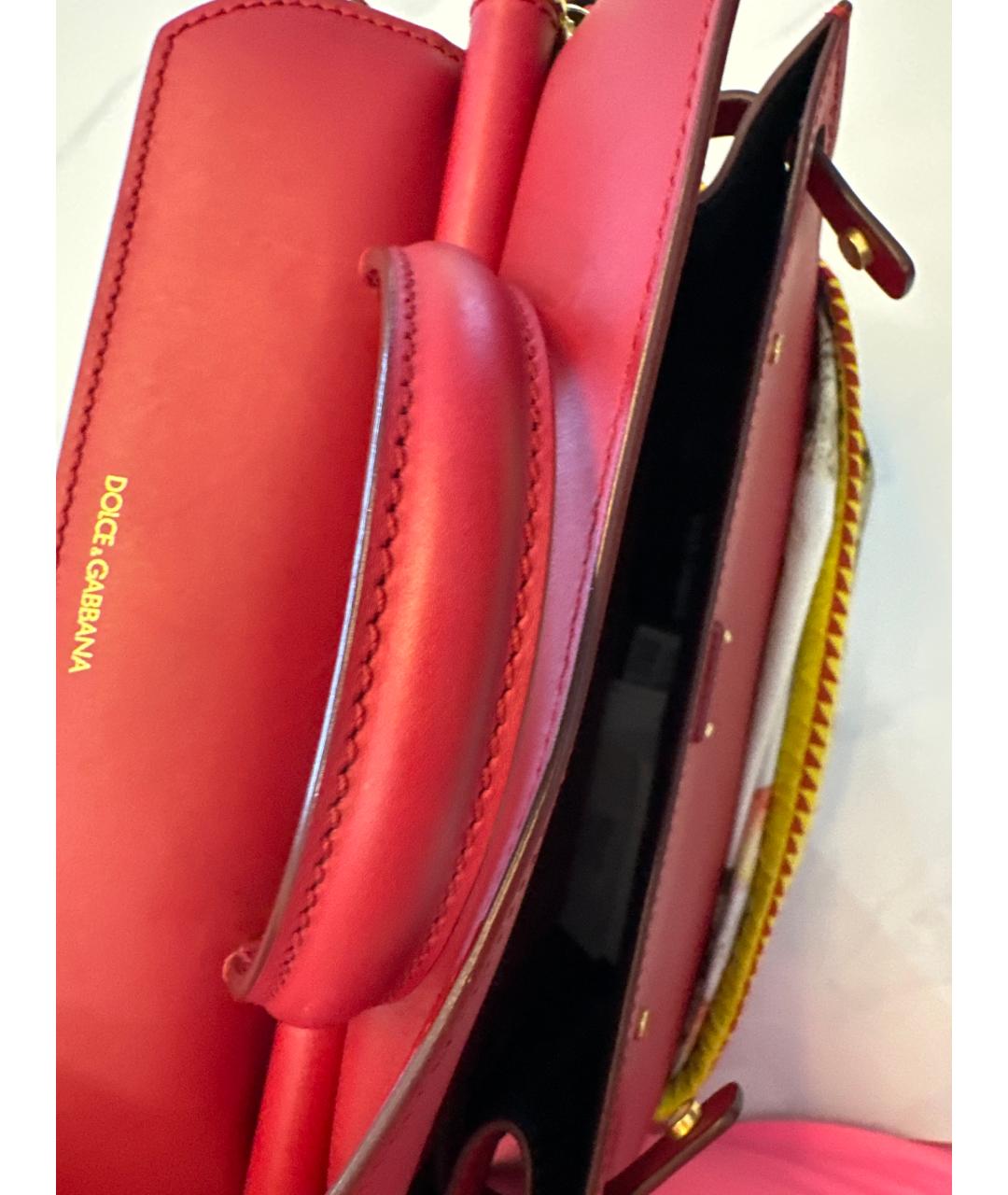 DOLCE&GABBANA Красная кожаная сумка с короткими ручками, фото 4