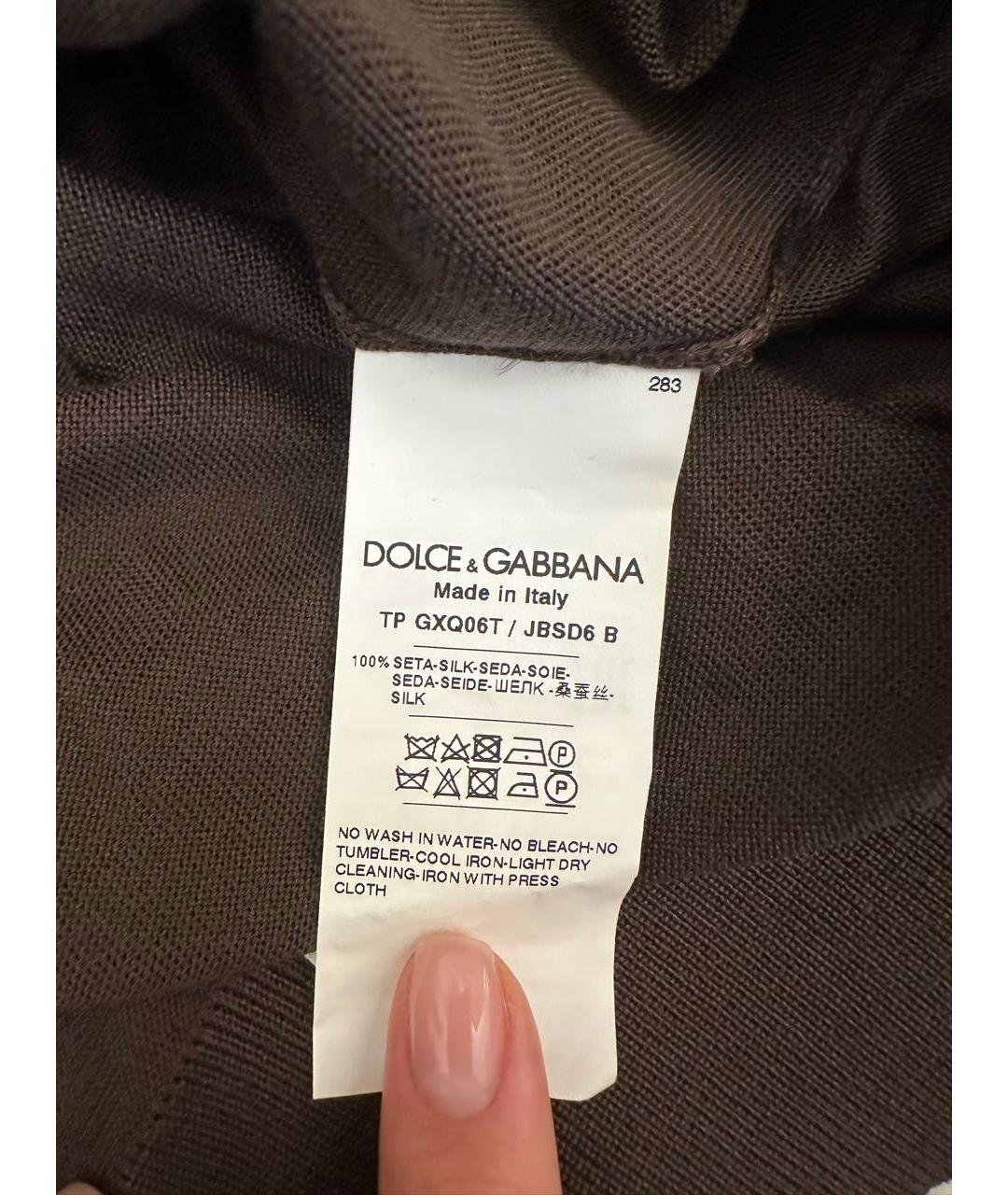 DOLCE&GABBANA Коричневое поло с коротким рукавом, фото 4