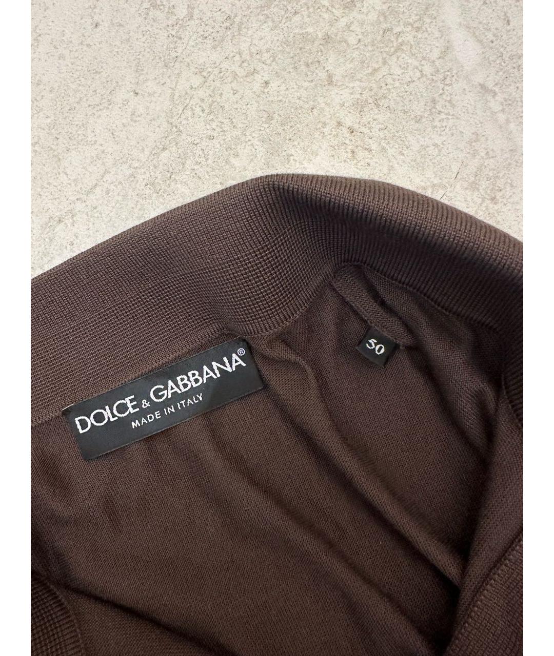 DOLCE&GABBANA Коричневое поло с коротким рукавом, фото 5