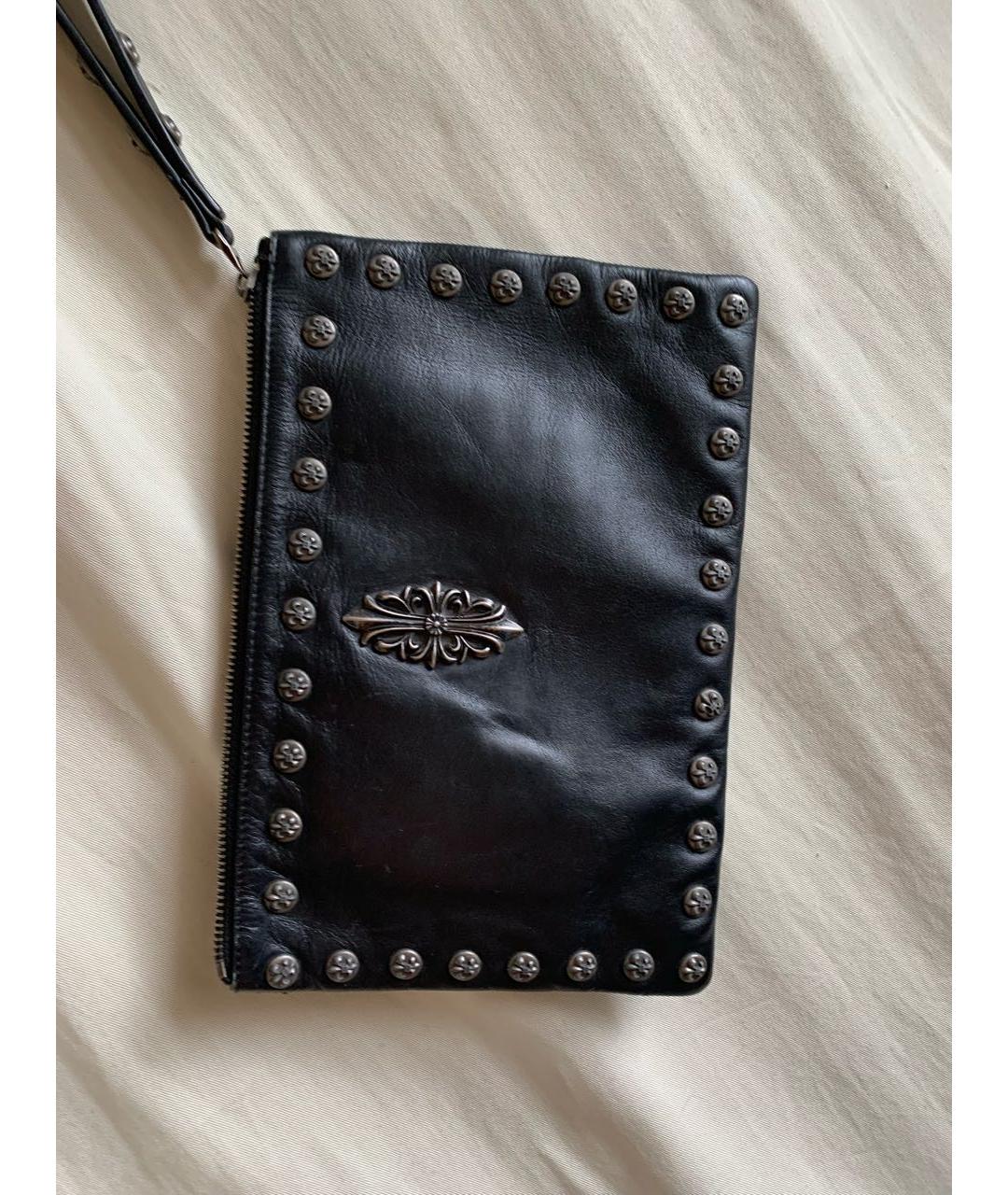 CHROME HEARTS Черная кожаная барсетка, фото 8