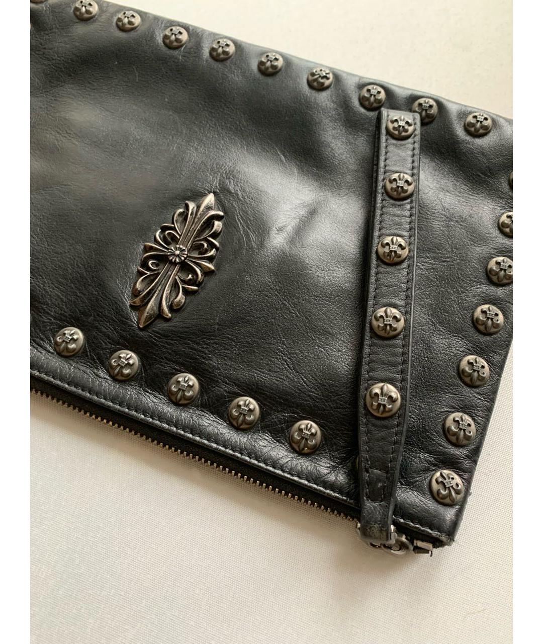 CHROME HEARTS Черная кожаная барсетка, фото 2