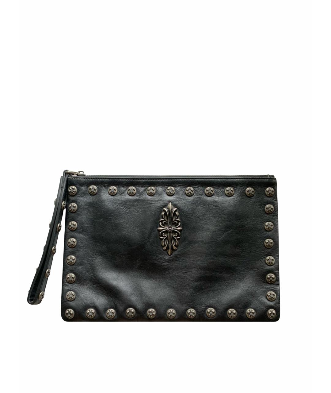 CHROME HEARTS Черная кожаная барсетка, фото 1