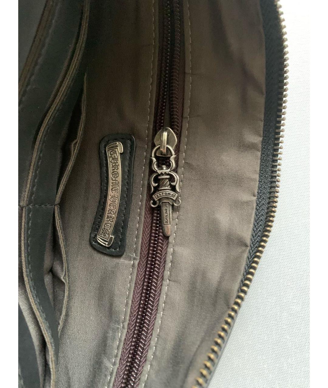 CHROME HEARTS Черная кожаная барсетка, фото 4
