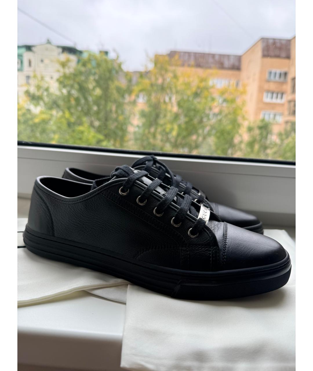 GUCCI Черные кожаные кеды, фото 7