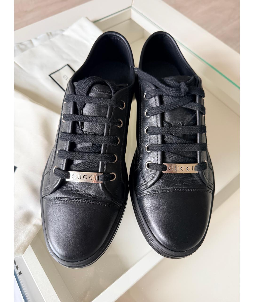 GUCCI Черные кожаные кеды, фото 2