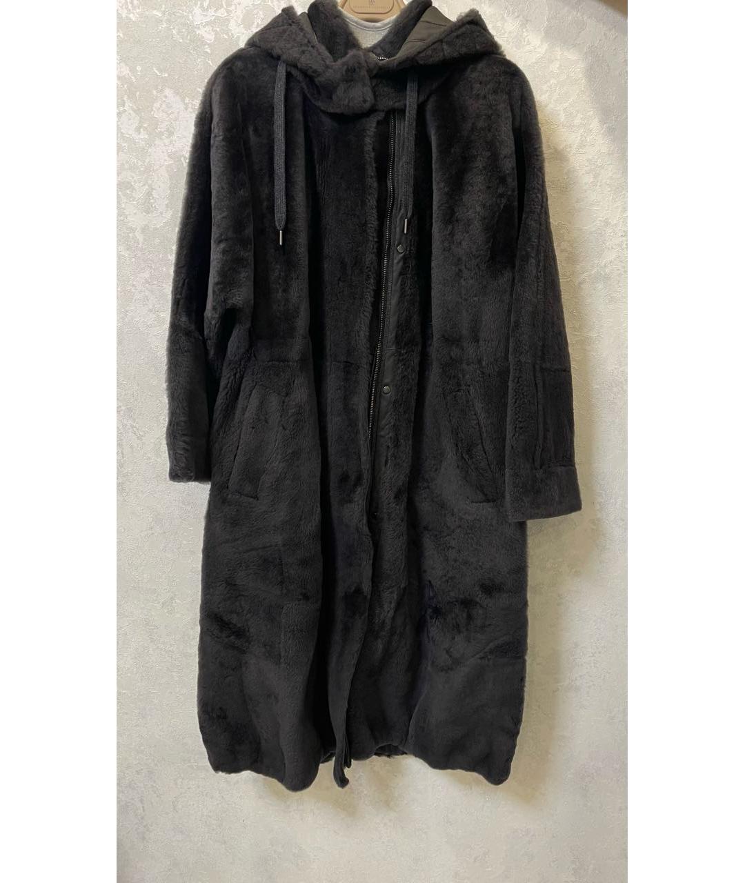 BRUNELLO CUCINELLI Антрацитовая шерстяная дубленка, фото 9