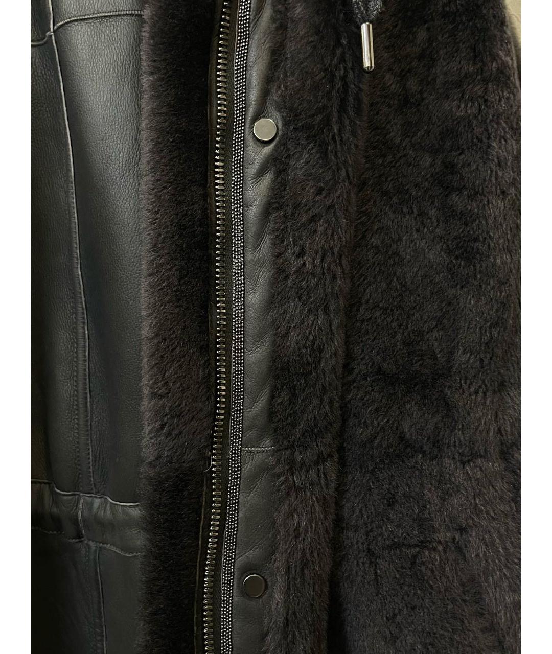 BRUNELLO CUCINELLI Антрацитовая шерстяная дубленка, фото 5