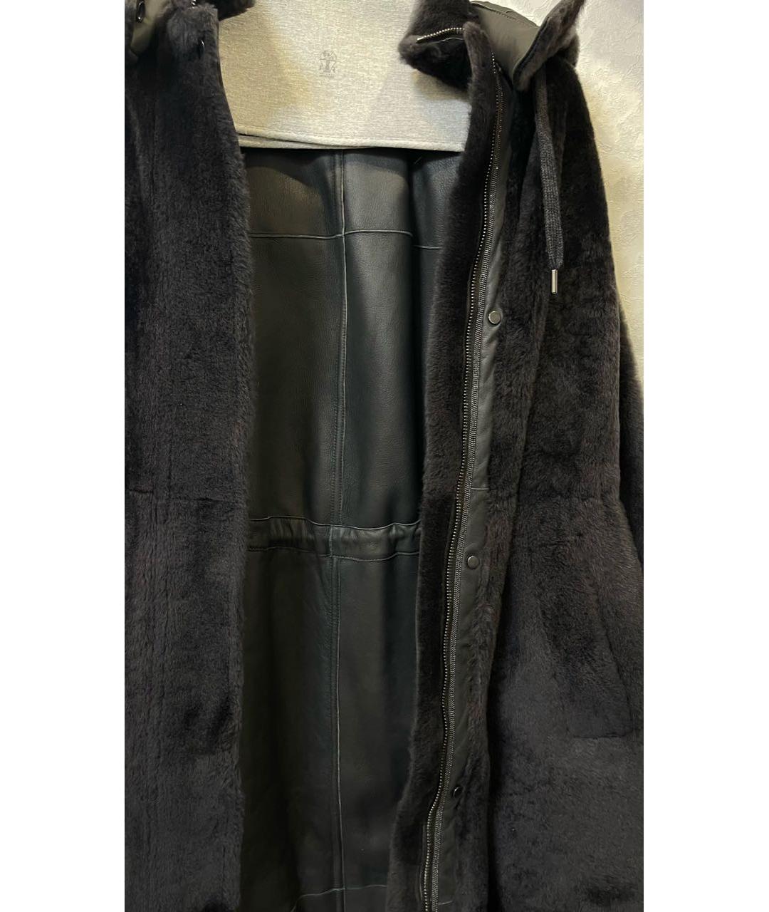 BRUNELLO CUCINELLI Антрацитовая шерстяная дубленка, фото 4