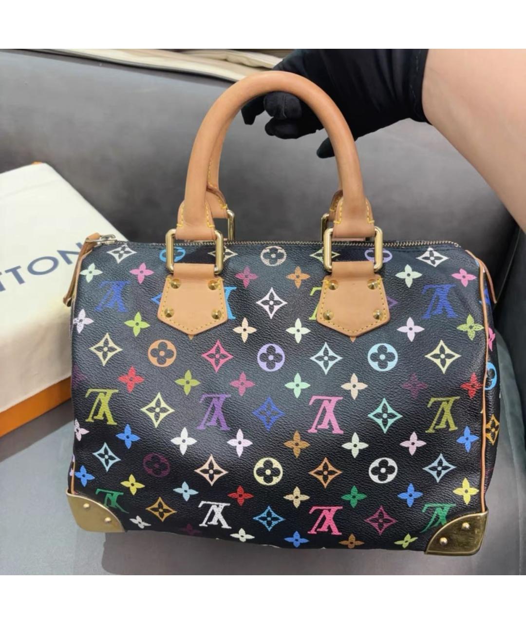 LOUIS VUITTON Черная кожаная сумка с короткими ручками, фото 2