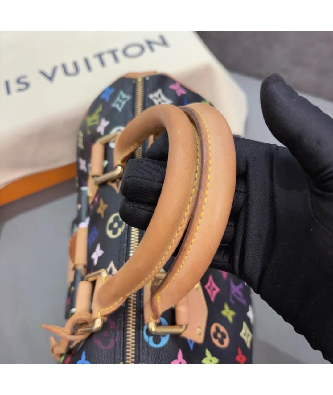 LOUIS VUITTON Черная кожаная сумка с короткими ручками, фото 6