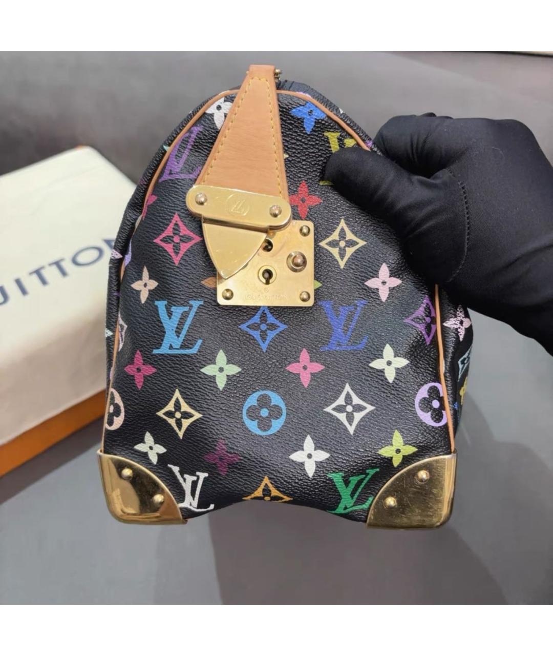 LOUIS VUITTON Черная кожаная сумка с короткими ручками, фото 7