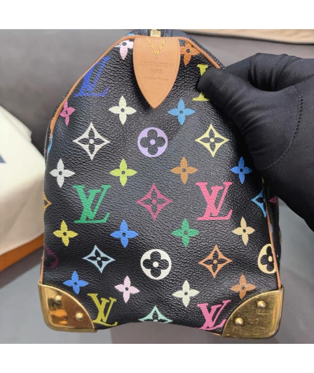 LOUIS VUITTON Черная кожаная сумка с короткими ручками, фото 8