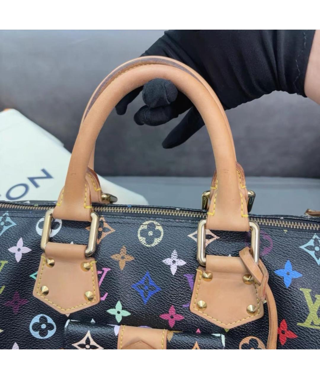 LOUIS VUITTON Черная кожаная сумка с короткими ручками, фото 3