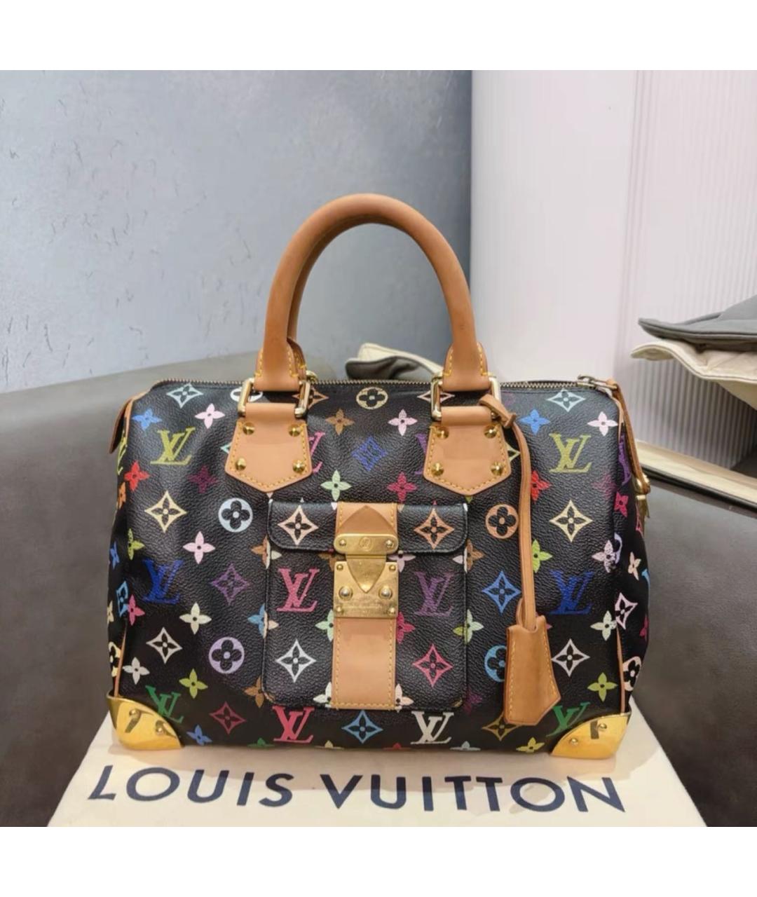 LOUIS VUITTON Черная кожаная сумка с короткими ручками, фото 9