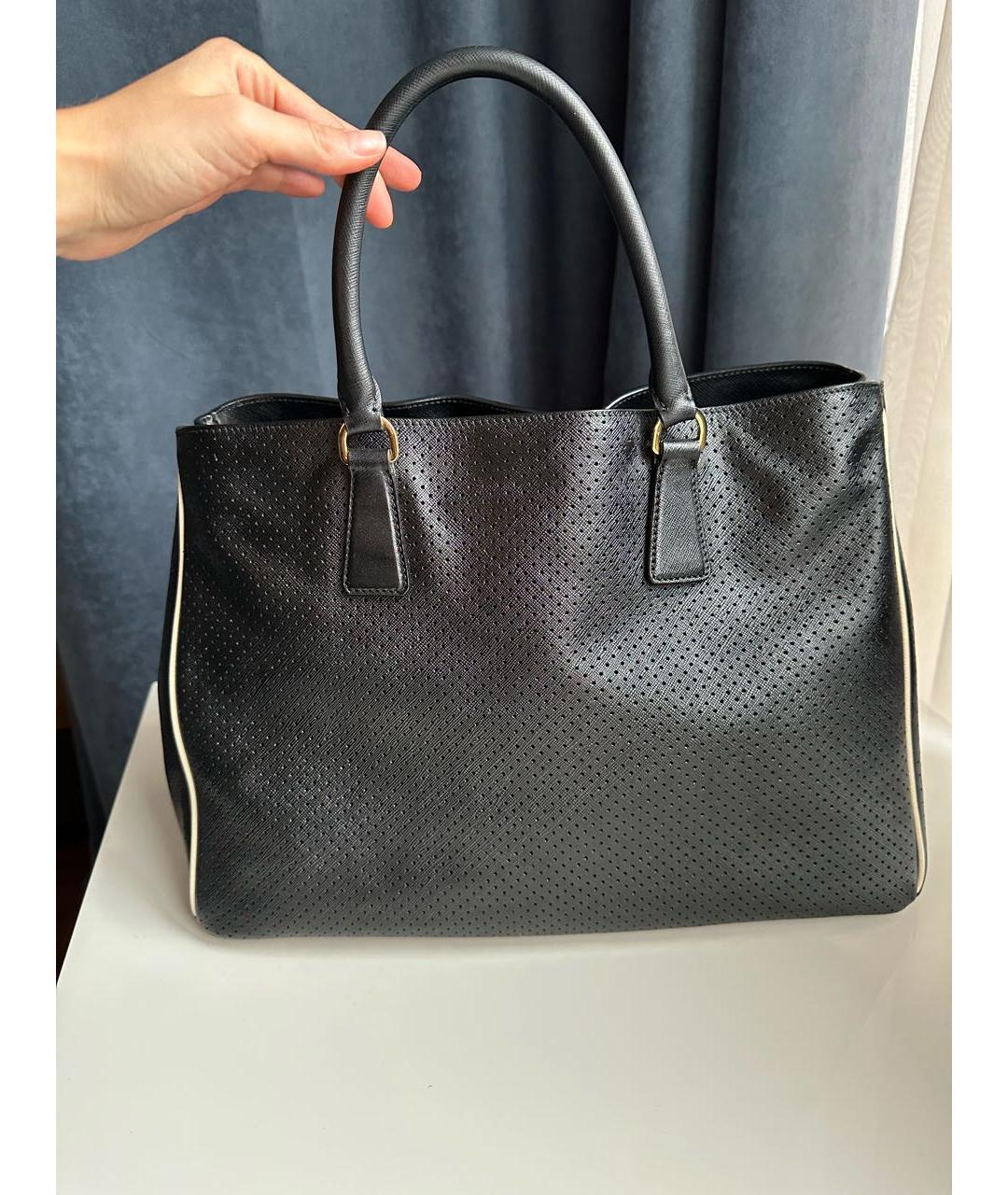 PRADA Черная кожаная сумка тоут, фото 3