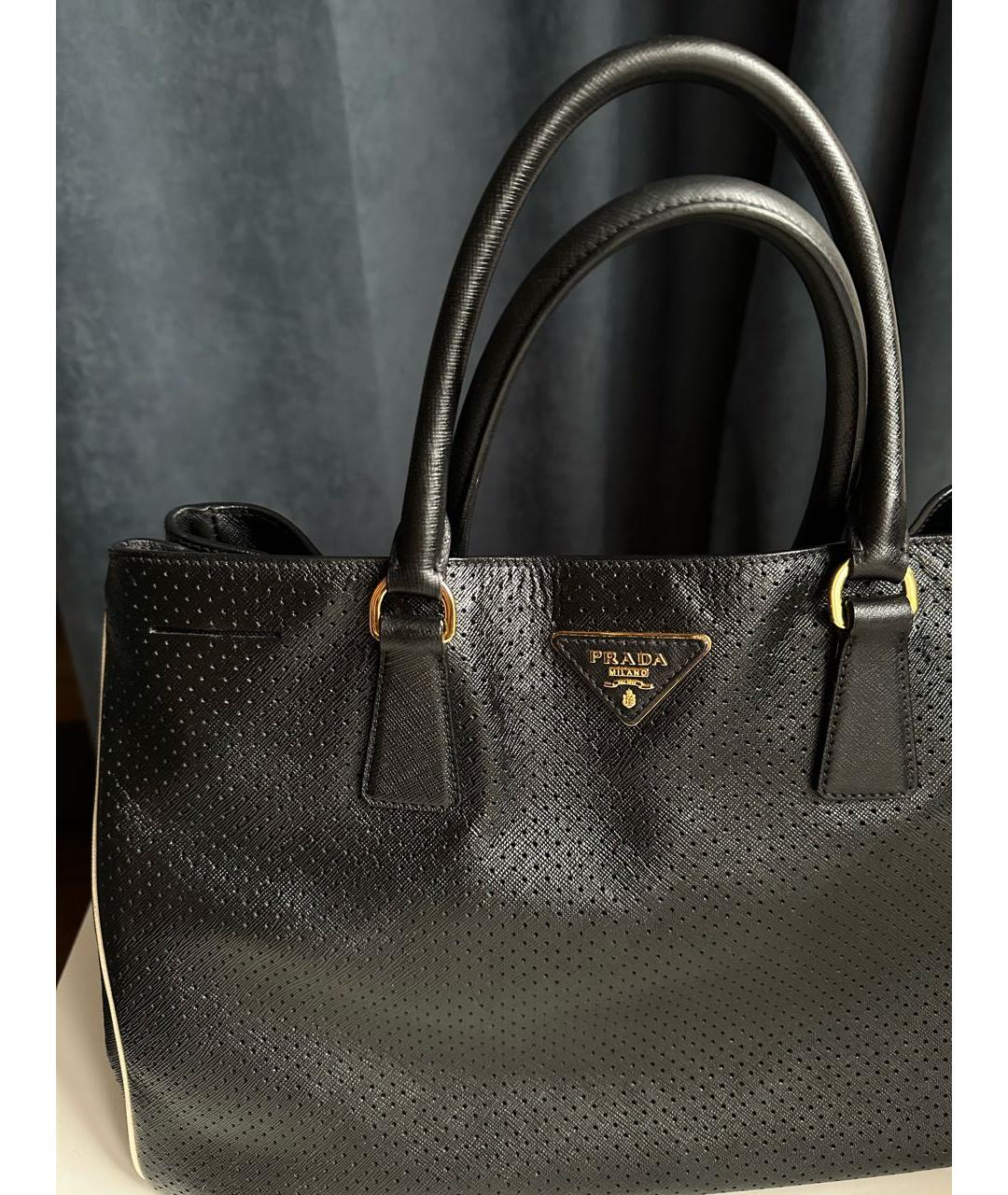 PRADA Черная кожаная сумка тоут, фото 2