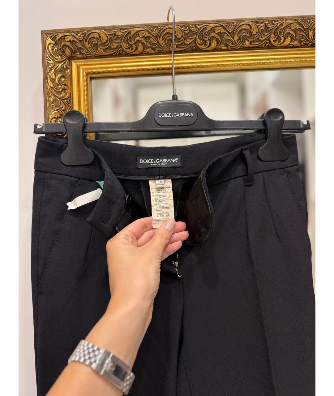 DOLCE&GABBANA Черные шерстяные брюки узкие, фото 4