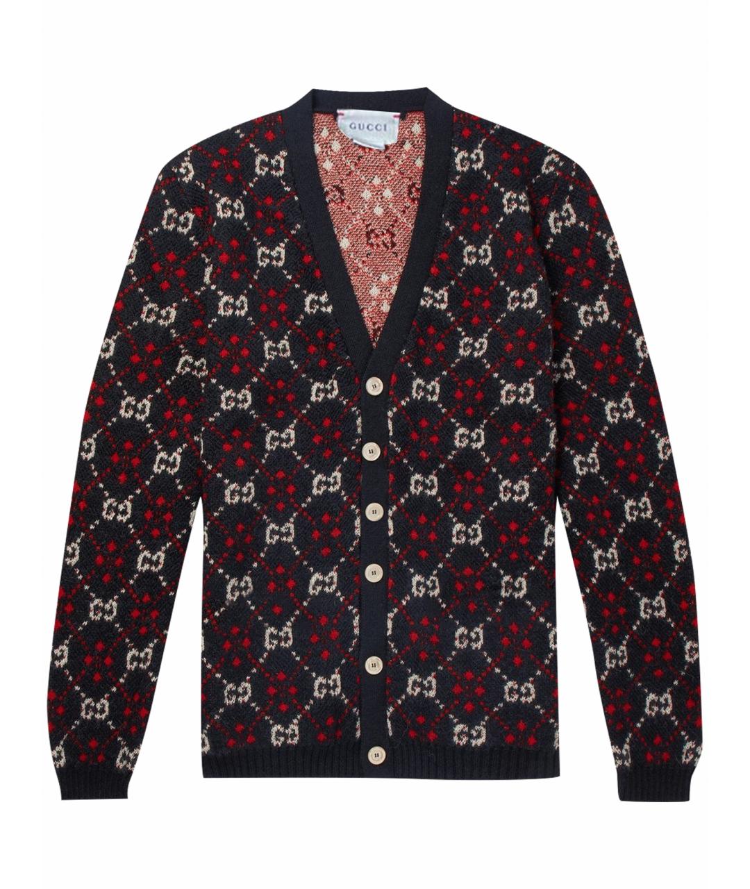 GUCCI Темно-синий шерстяной кардиган, фото 1