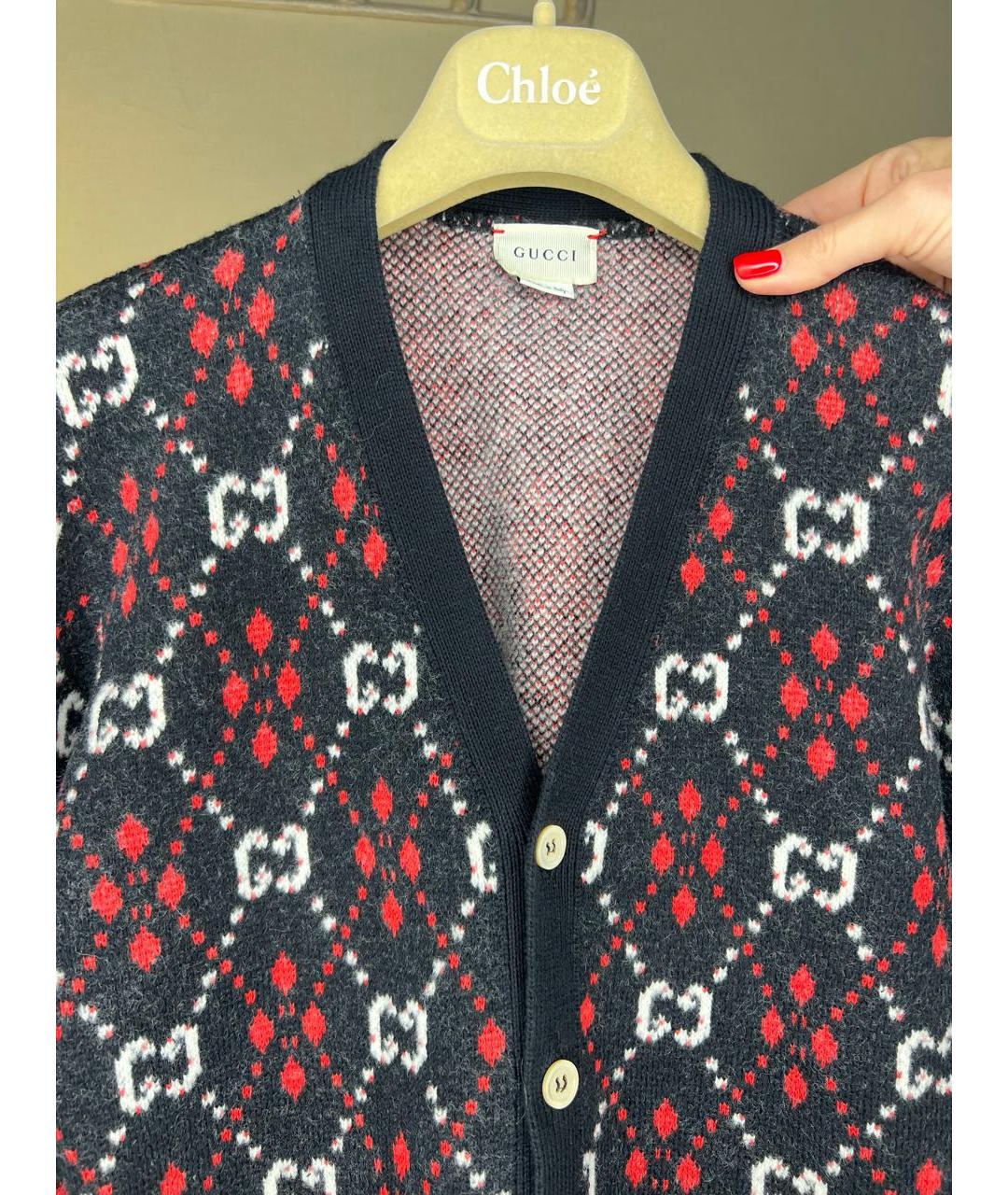 GUCCI Темно-синий шерстяной кардиган, фото 3