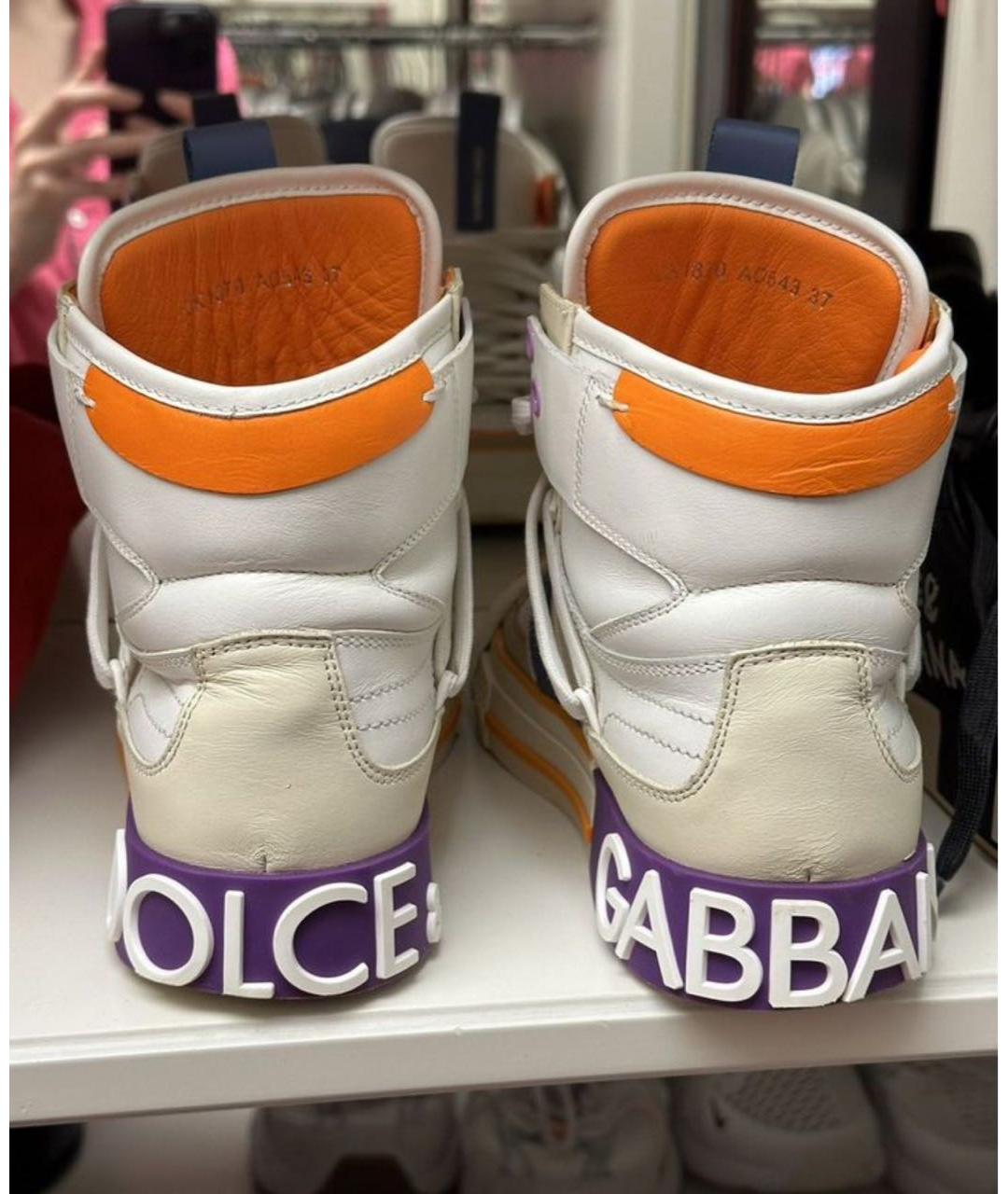 DOLCE&GABBANA Белые кожаные кроссовки, фото 4