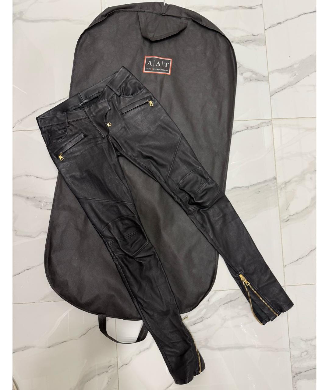 BALMAIN Черные кожаные брюки узкие, фото 5