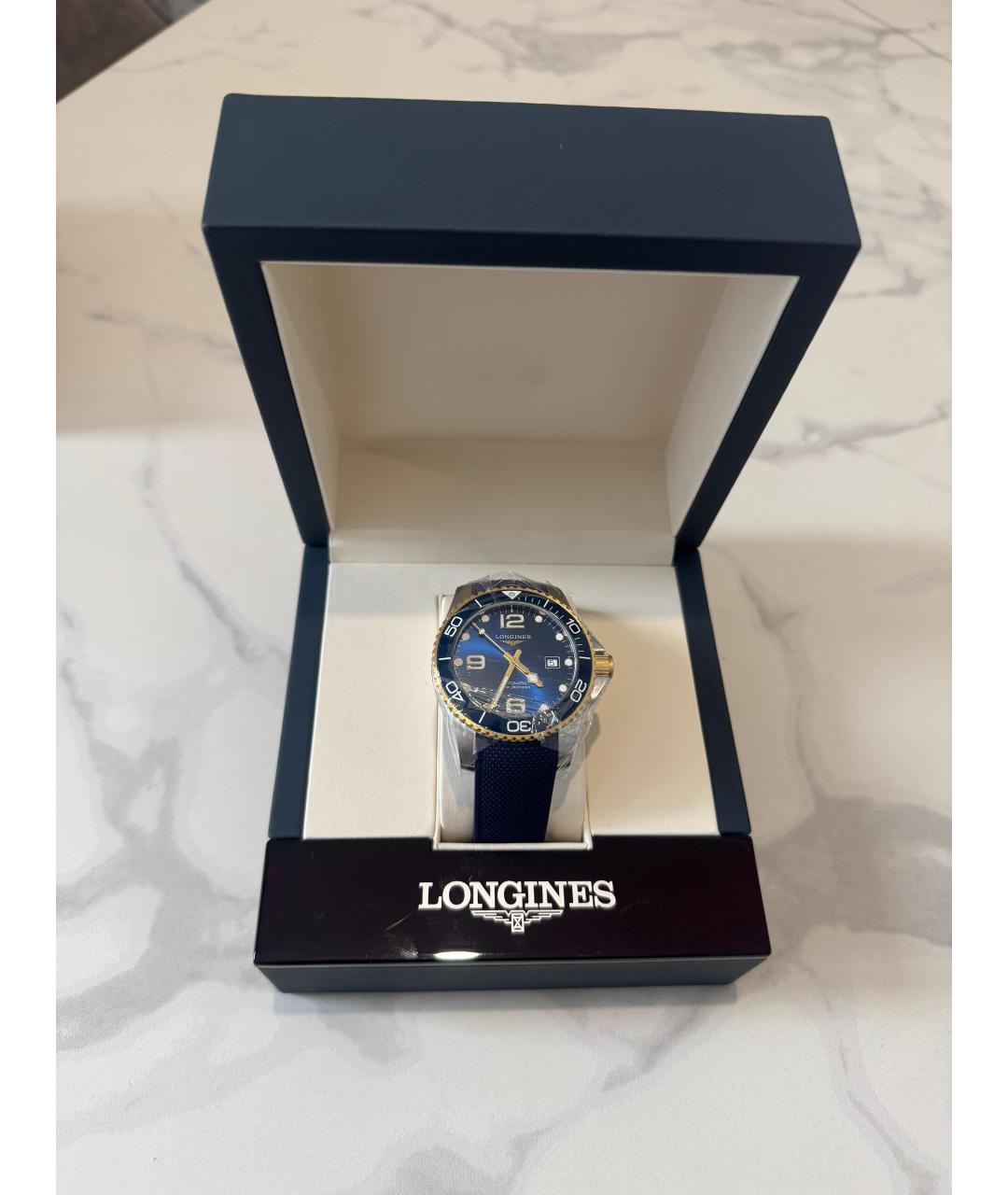 LONGINES Синие позолоченные часы, фото 3