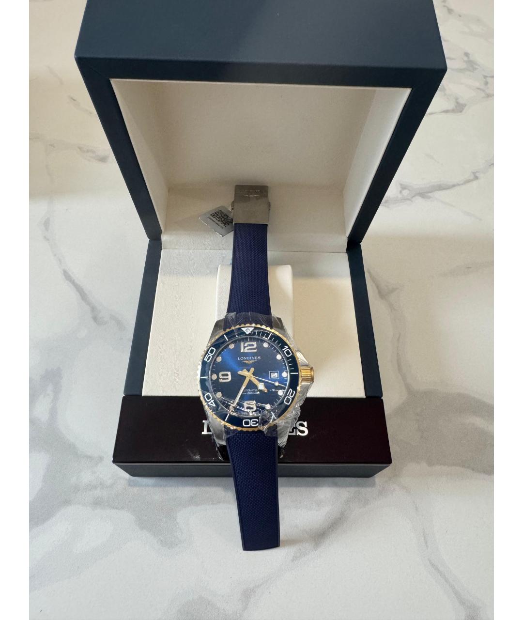 LONGINES Синие позолоченные часы, фото 2