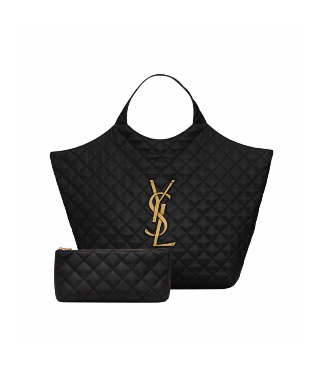 SAINT LAURENT Черная кожаная сумка тоут, фото 1