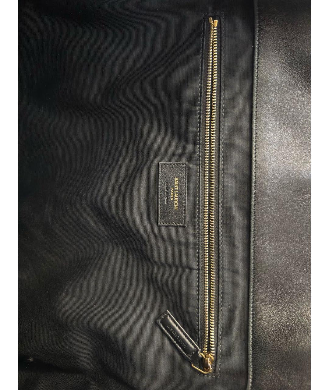SAINT LAURENT Черная кожаная сумка тоут, фото 4