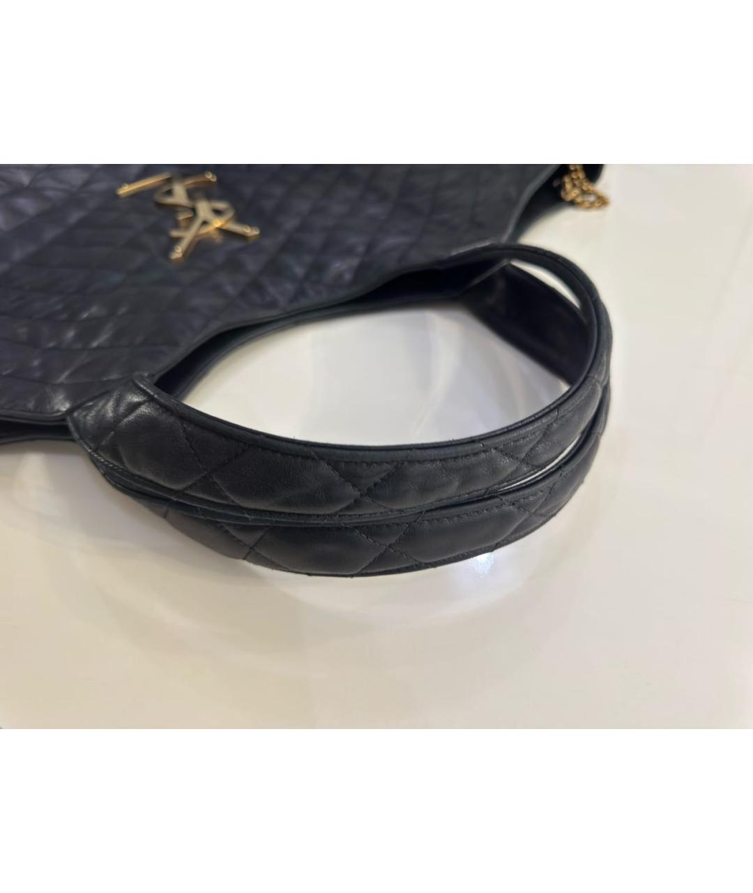 SAINT LAURENT Черная кожаная сумка тоут, фото 6