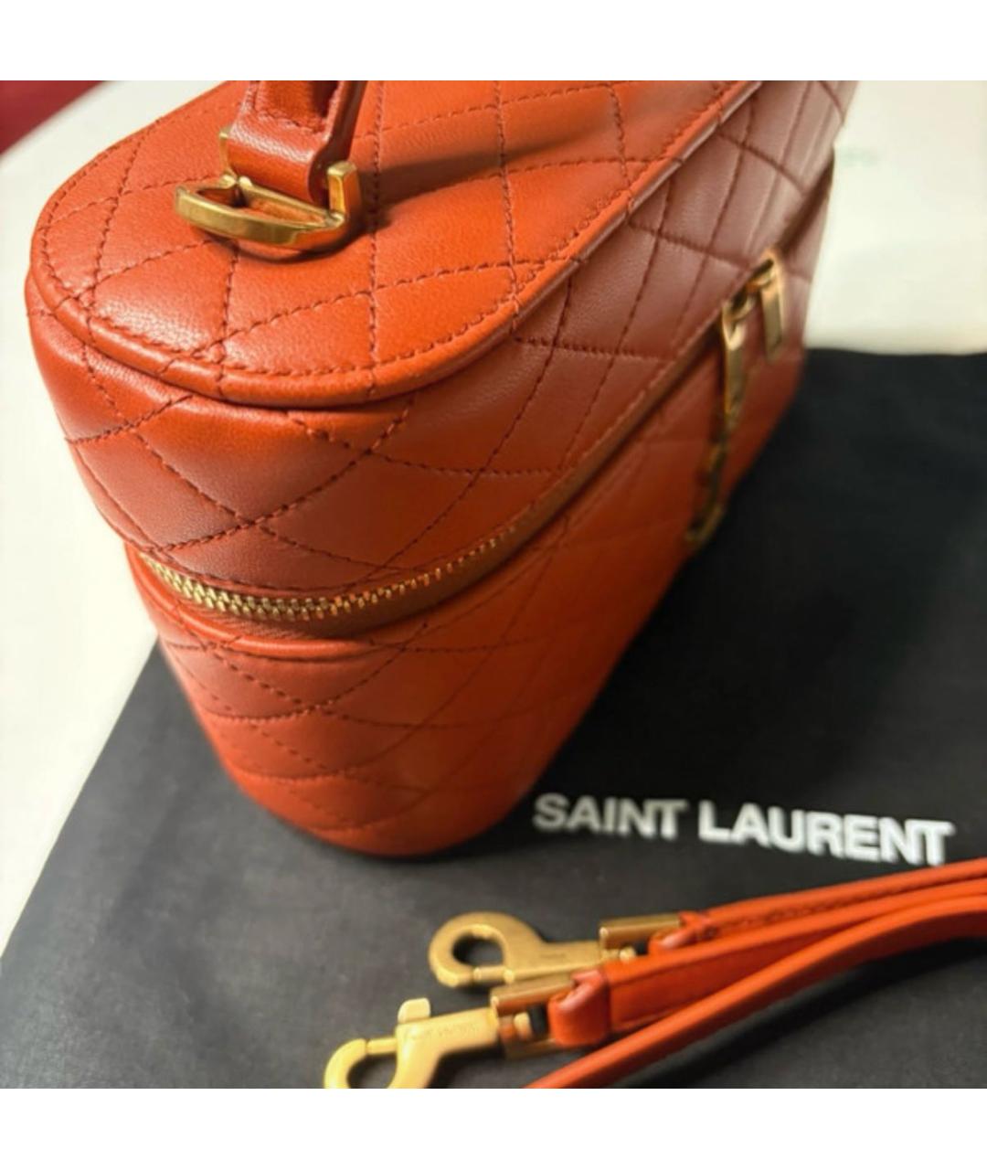 SAINT LAURENT Оранжевая кожаная сумка через плечо, фото 5