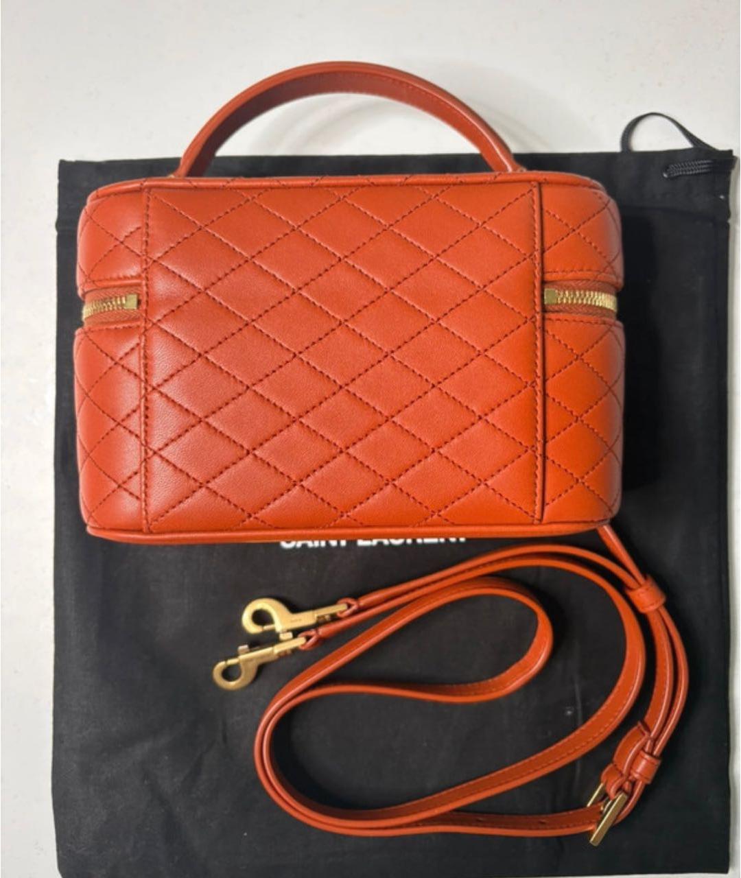 SAINT LAURENT Оранжевая кожаная сумка через плечо, фото 2