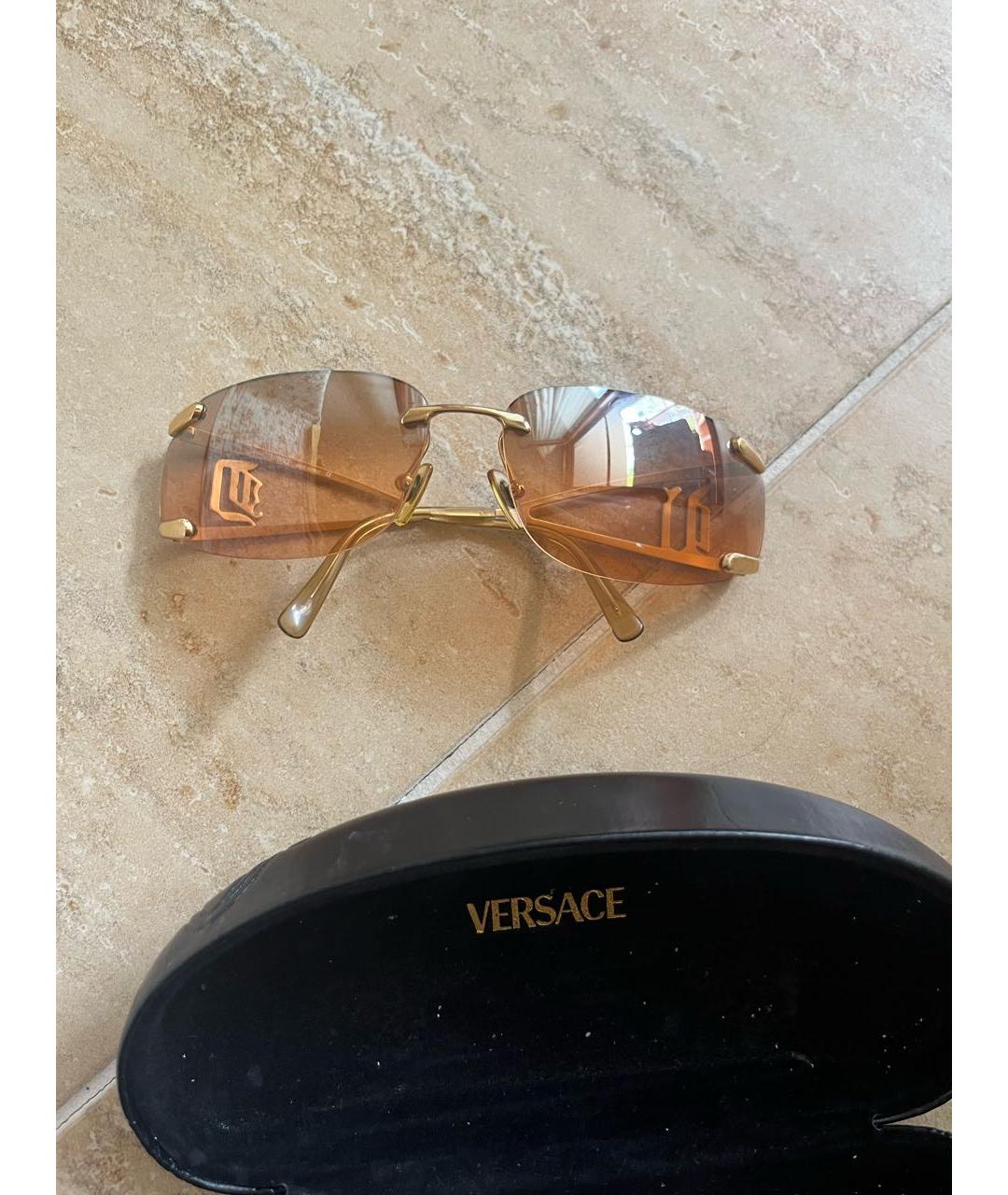 VERSACE Золотые металлические солнцезащитные очки, фото 6
