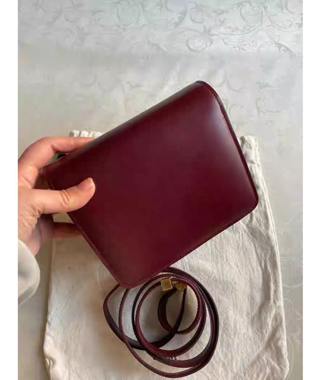 CELINE Бордовая кожаная сумка через плечо, фото 3
