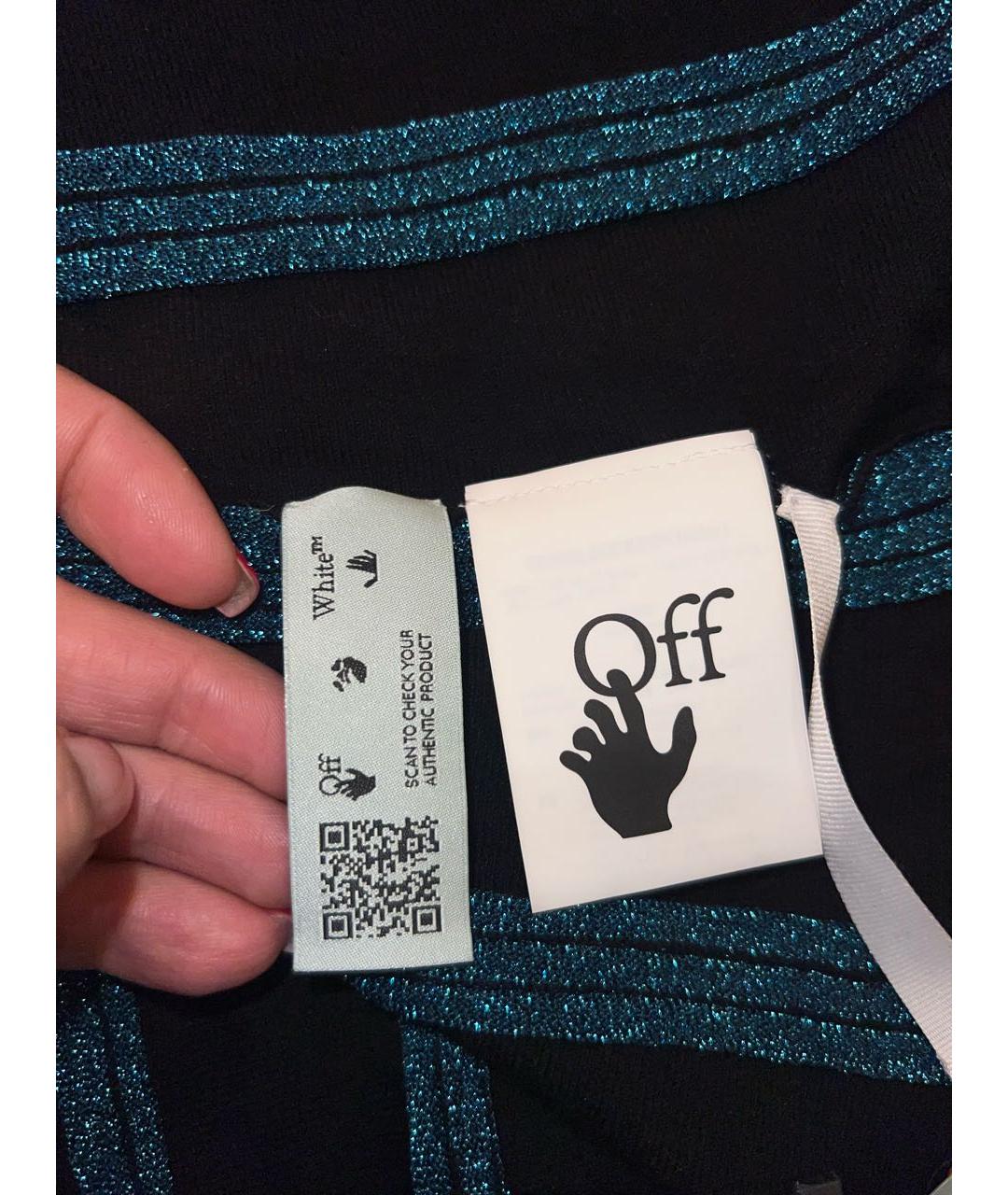 OFF-WHITE Черная вискозная юбка миди, фото 6