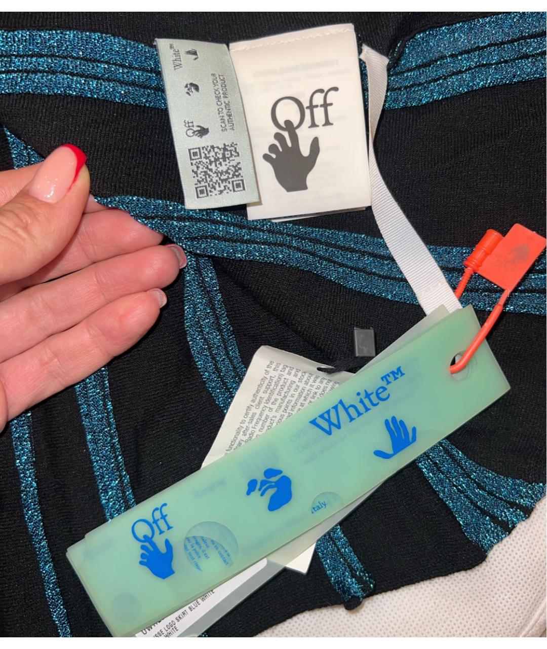 OFF-WHITE Черная вискозная юбка миди, фото 5