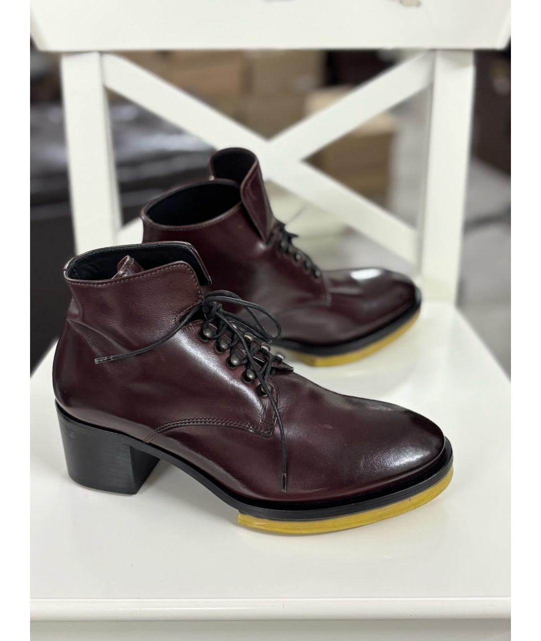 OFFICINE CREATIVE Бордовые кожаные ботильоны, фото 9