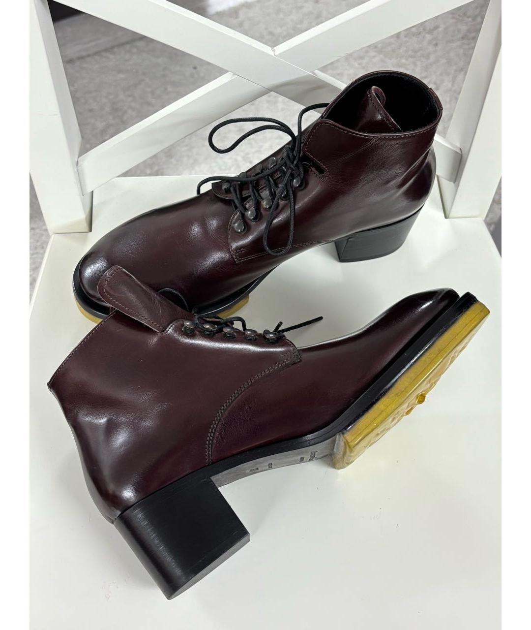 OFFICINE CREATIVE Бордовые кожаные ботильоны, фото 6