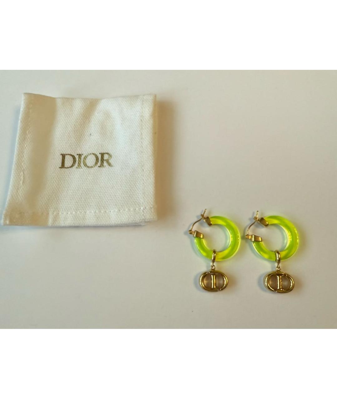 CHRISTIAN DIOR Салатовые латунные серьги, фото 2