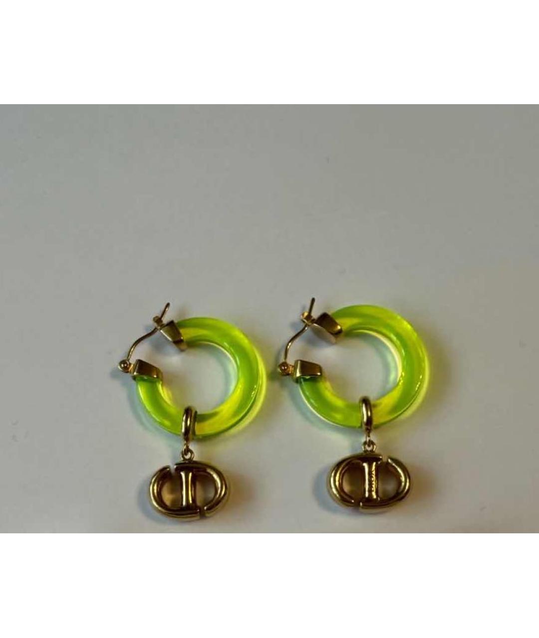 CHRISTIAN DIOR Салатовые латунные серьги, фото 4