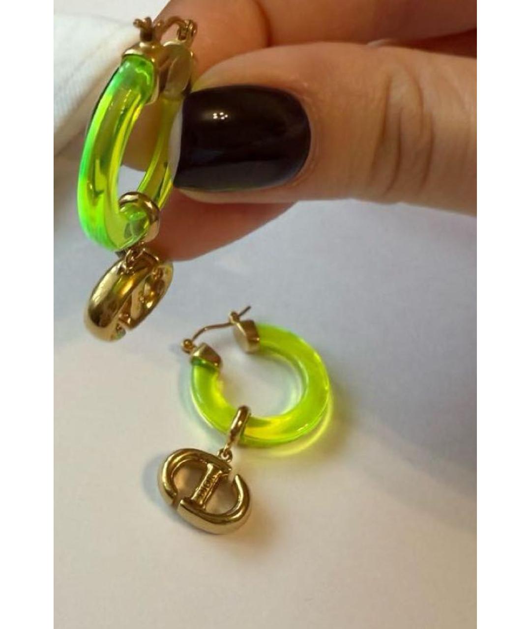 CHRISTIAN DIOR Салатовые латунные серьги, фото 3