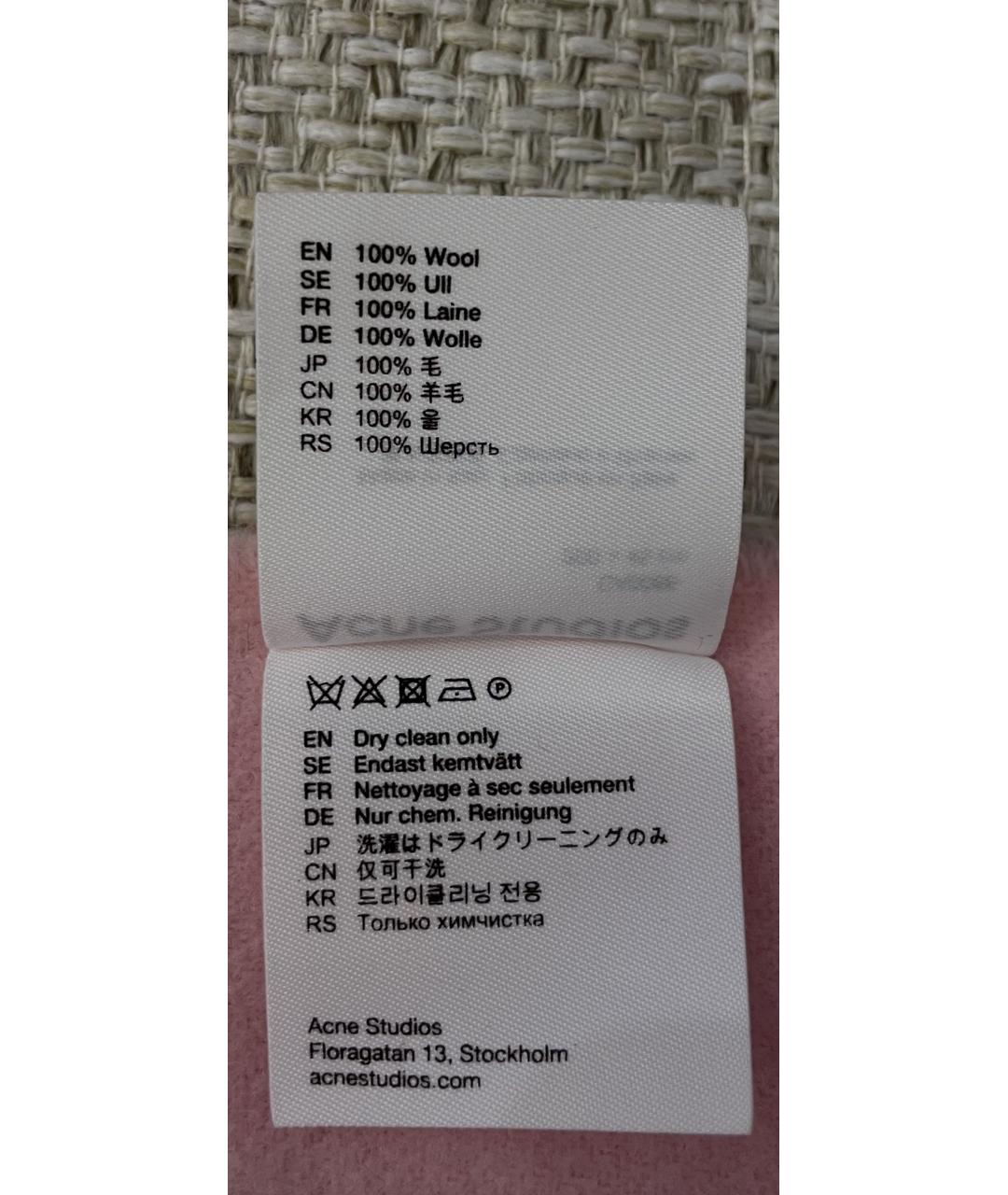 ACNE STUDIOS Розовый шерстяной шарф, фото 4