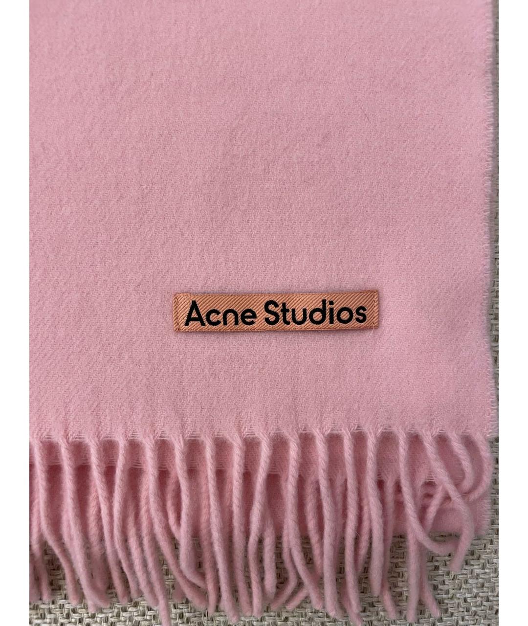 ACNE STUDIOS Розовый шерстяной шарф, фото 2