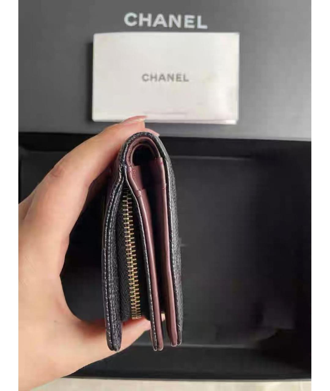 CHANEL Черный кожаный кошелек, фото 4