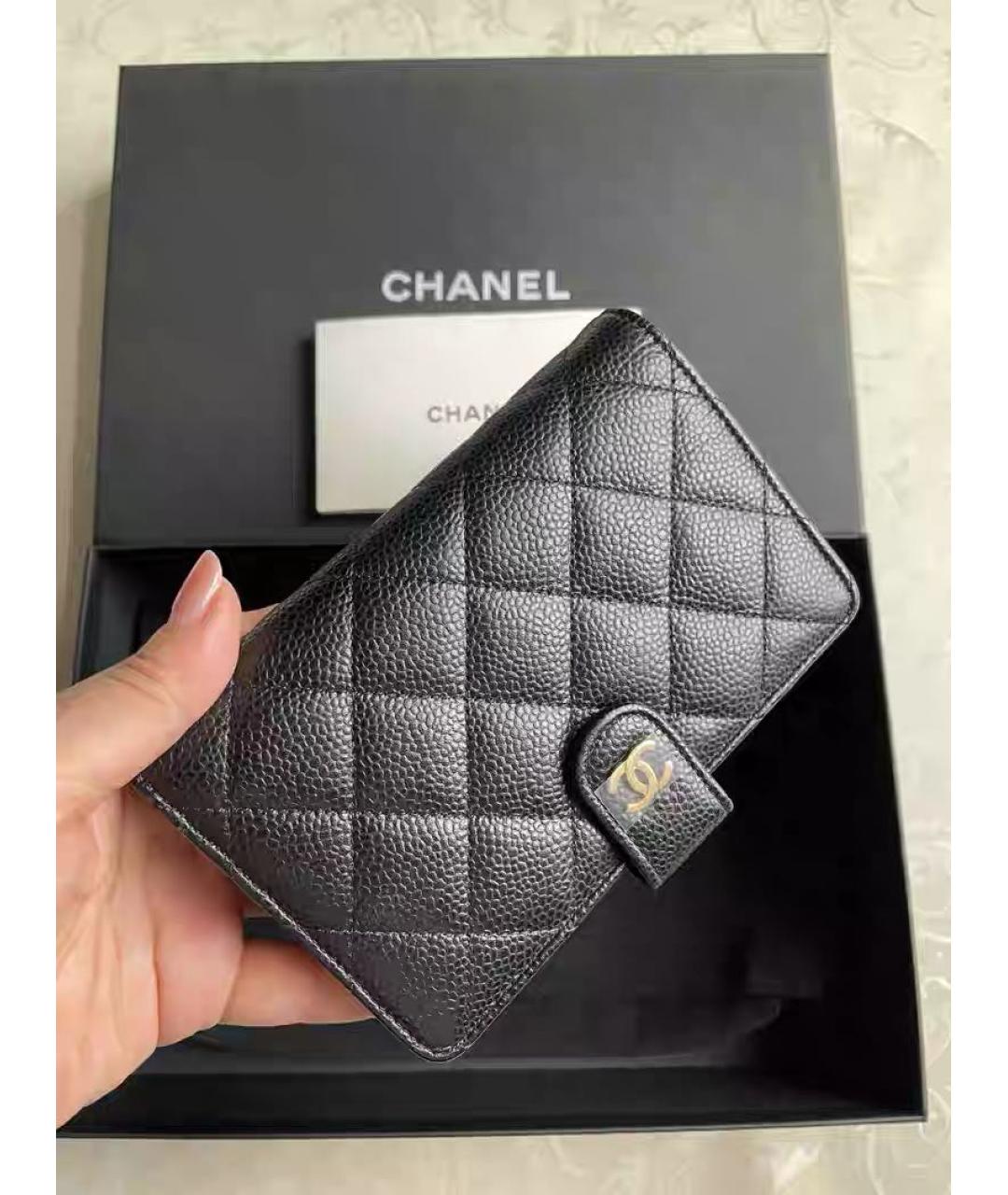 CHANEL Черный кожаный кошелек, фото 2